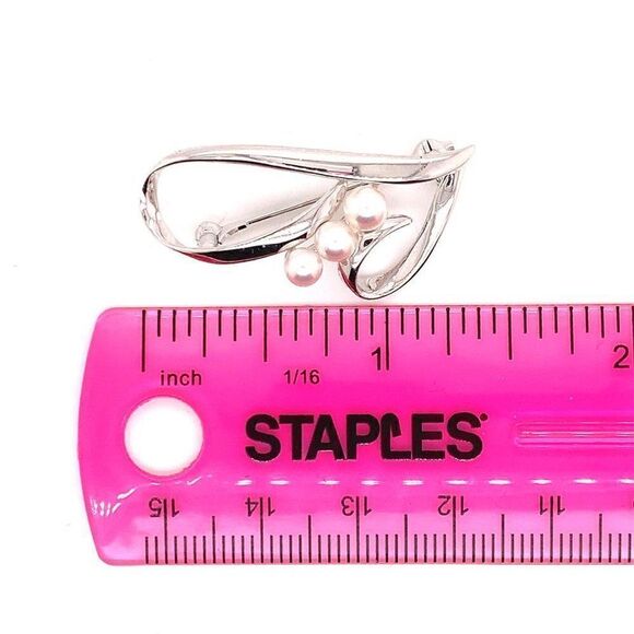 Mikimoto Estate Pin Brooch Sterling Silver 3.14 Gr 4.55 mm M153 - Picture 6 of 11